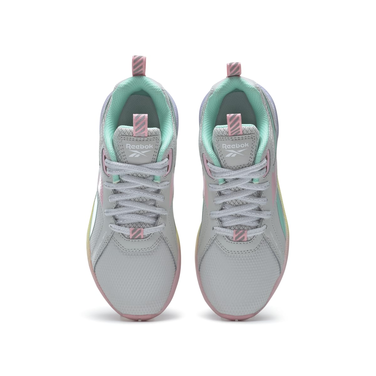 REEBOK HQ4007 DURABLE XT KID'S (Medium) Grey/Pink/Mint Leather & Rubber Running Shoes