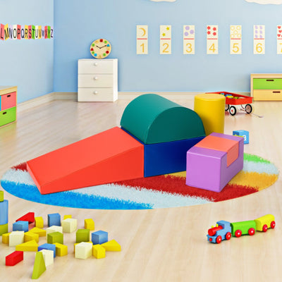 6 Piece Climb Crawl Play Set Indoor Kids Toddler -Red