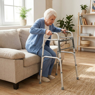 2-Button Folding Walker Lightweight with 7-Level Adjustable Height