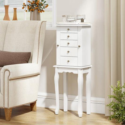 2 Colors Armoire Storage Standing Jewelry Cabinet with Mirror-White