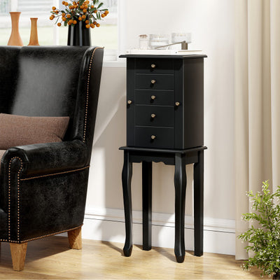 2 Colors Armoire Storage Standing Jewelry Cabinet with Mirror-Black
