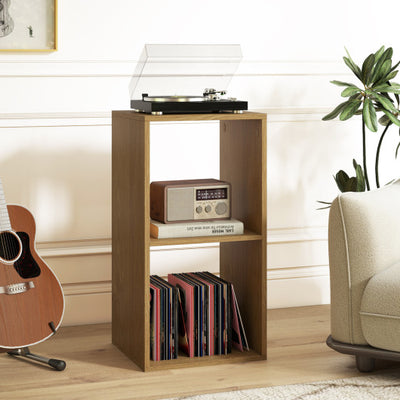 2 Cube Bookshelf with Back Guardrail for Living Room Bedroom-Natural