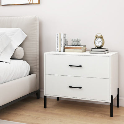 2-Drawer Dresser Modern Wooden Nightstand Set of 2-White