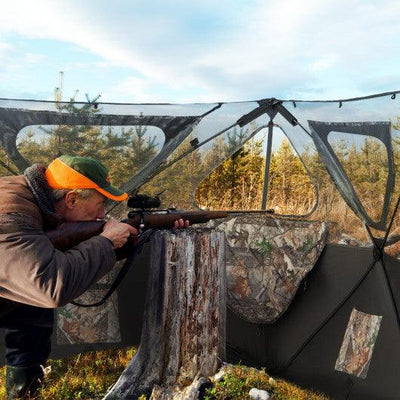2-Panel Hunting Ground Blind Pop Up Fence with 3 Shoot Through Ports