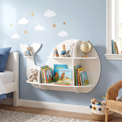 Floating Dolphin Shelves Wall Mounted Storage Display Rack-White