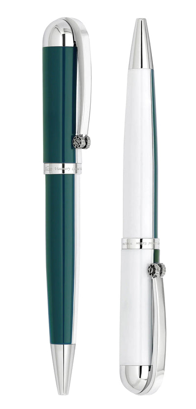 Visionary® Brass & Aluminum Enameled Ballpoint Pen - Teal Green / White