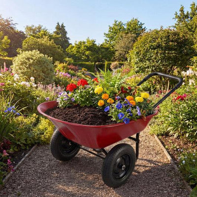 2 Tire Heavy-duty Dolly Utility Cart Wheelbarrow Garden Cart-Red