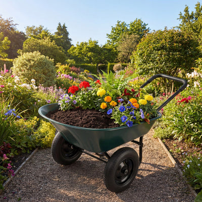 2 Tire Wheelbarrow Garden Cart Heavy-duty Dolly Utility Cart-Green