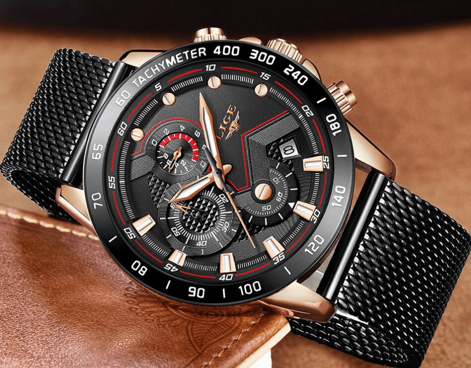 Men's Sports Waterproof Watch With Stainless Steel Bracelet Unique Design Perfect Gift For Your Man