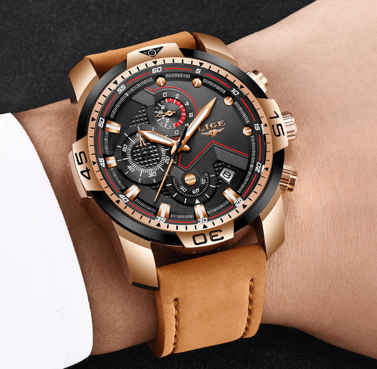 Men's Elegant Waterproof Watch With Leather Straps Business Style Watches Unique Design Perfect Gift For Your Man