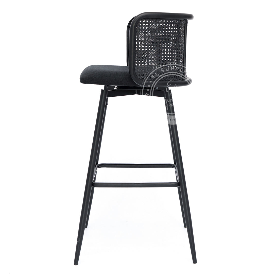 IMLIL Black Rattan Swivel Barstool