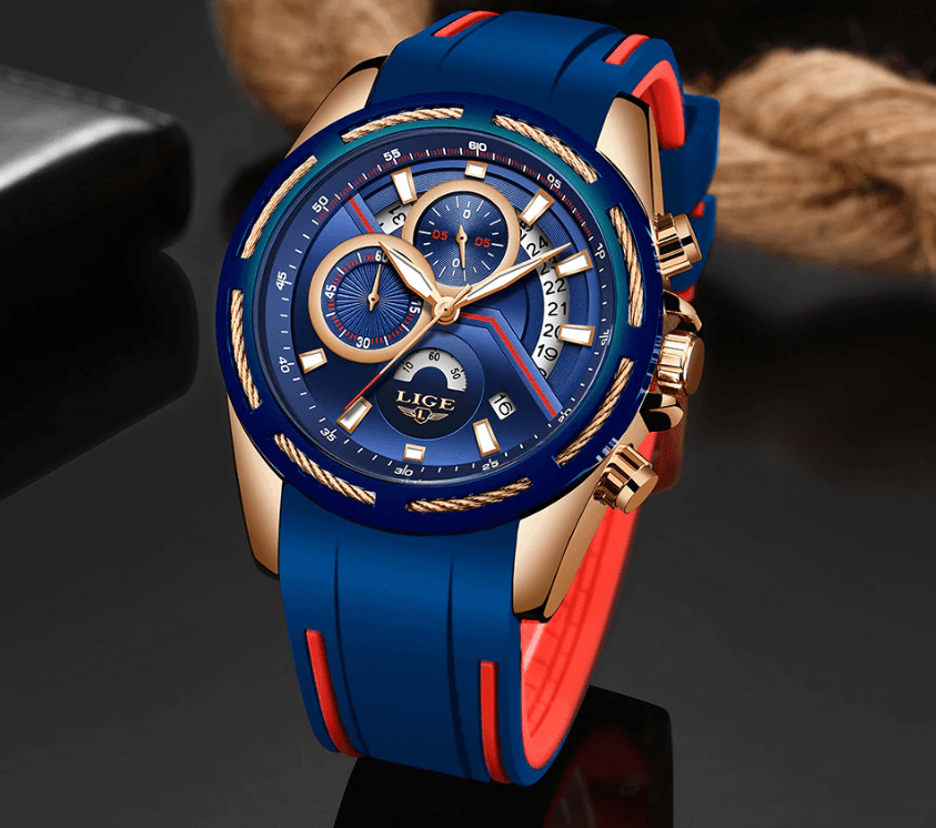 Men's Waterproof Modern Watch With Rubber Straps Multifunction Watches Unique Design Perfect Gift