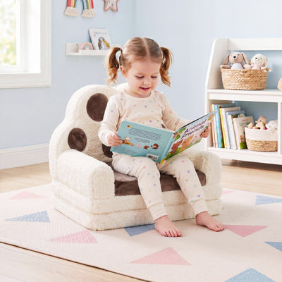 2-in-1 Convertible Kids Sofa to Lounger with Removable Cover-Brown