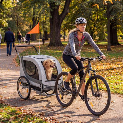 2-in-1 Dog Bike Trailer with Universal Bicycle Coupler-White