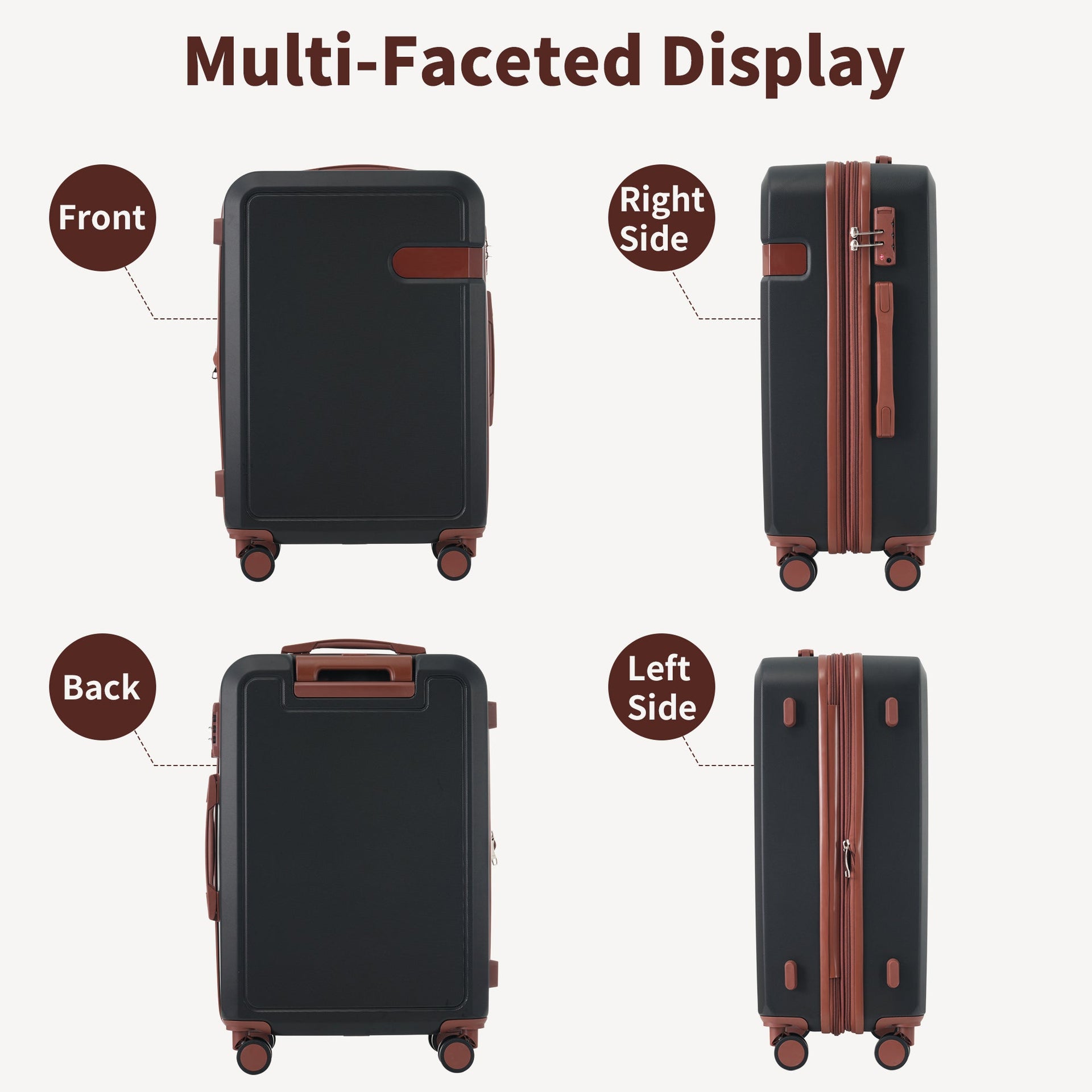 4 Piece Luggage Set with Compression Packing Cubes for Suitcase Expanable Spinner Wheels Lightweight Suitcase with TSA Lock 16 IN+20IN+24IN+28IN