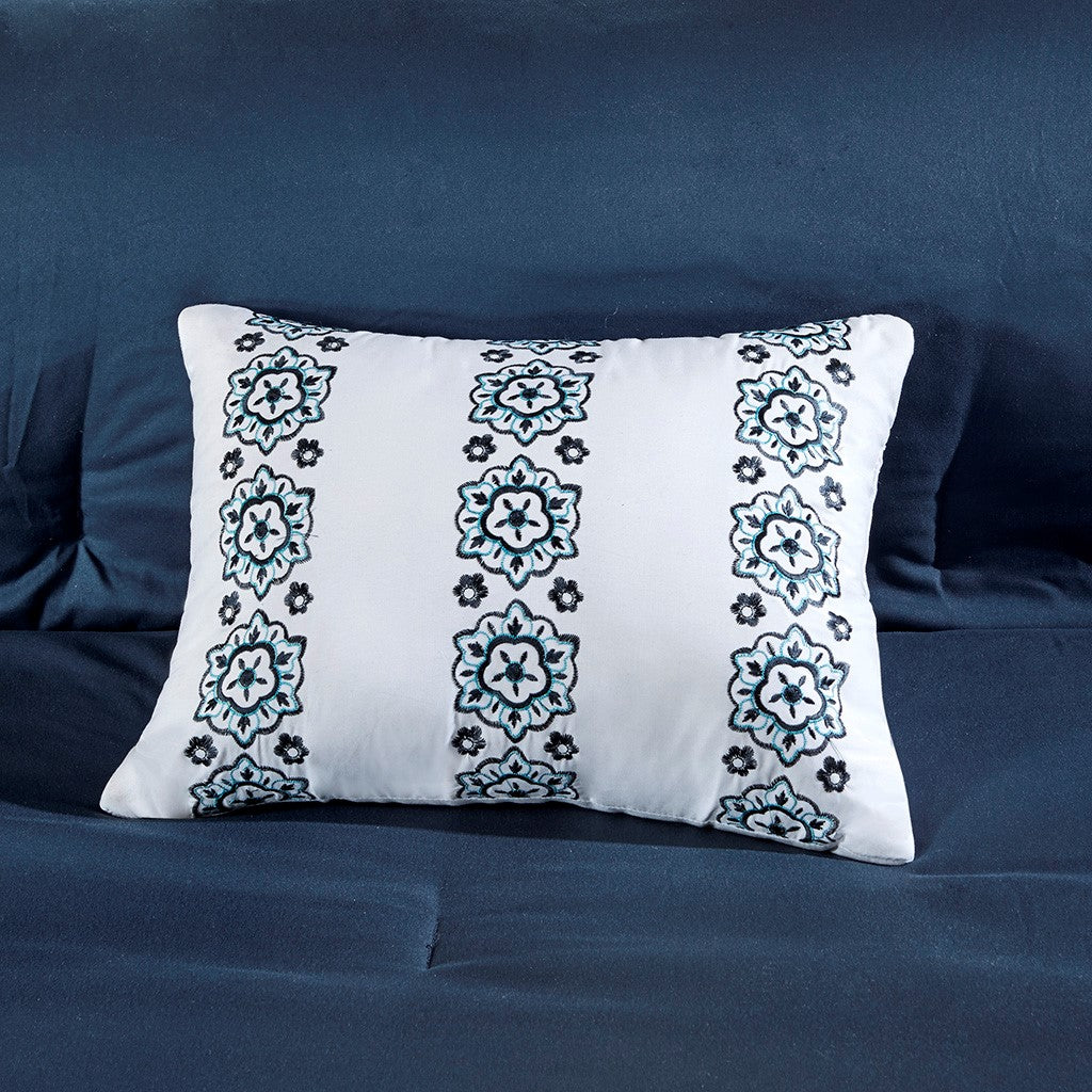 Loretta Boho Comforter Set with Bed Sheets in Navy by Intelligent Design