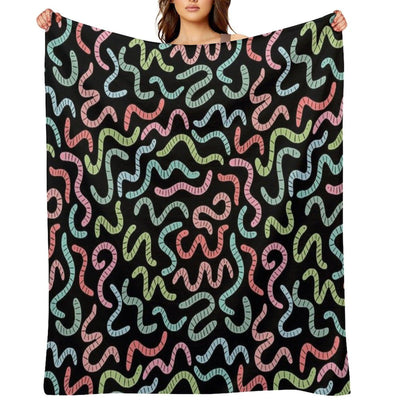 Cute Compost Earthworms. Funny Worms. Throw Blanket