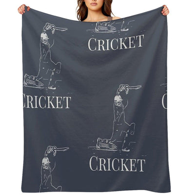 Cricket Batsman Cricketer Design Logo Style Throw Blanket