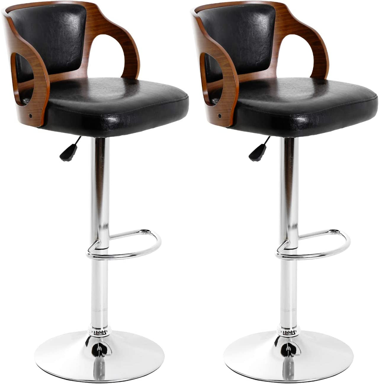 Modern Bar Stool Set of 2 Beech Barstools Height Adjustable Counter Stools Bar Chairs Swivel Bar Stool PU Leather Hydraulic Dining Room Chairs Home Kitchen Dining Room Stools