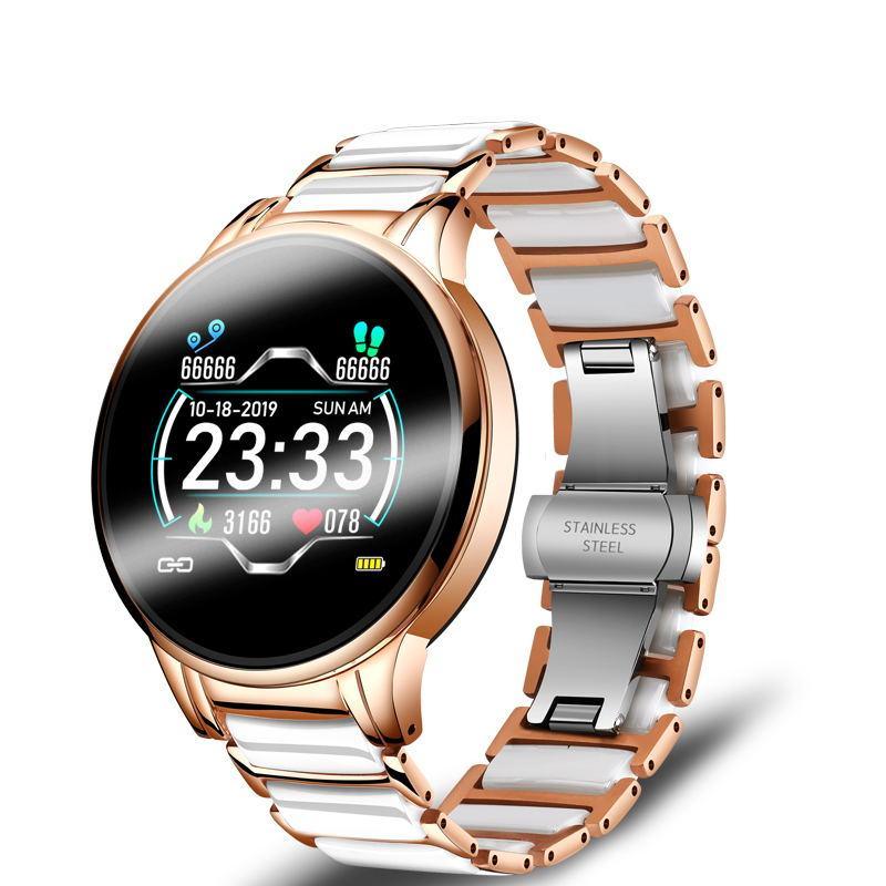 New Ceramic Smart Sport Fitness Watch For Women With Heart Rate Blood Pressure Monitor For Android and IOS Sistems Sport Multifunctional Steel Belt Smartwatch