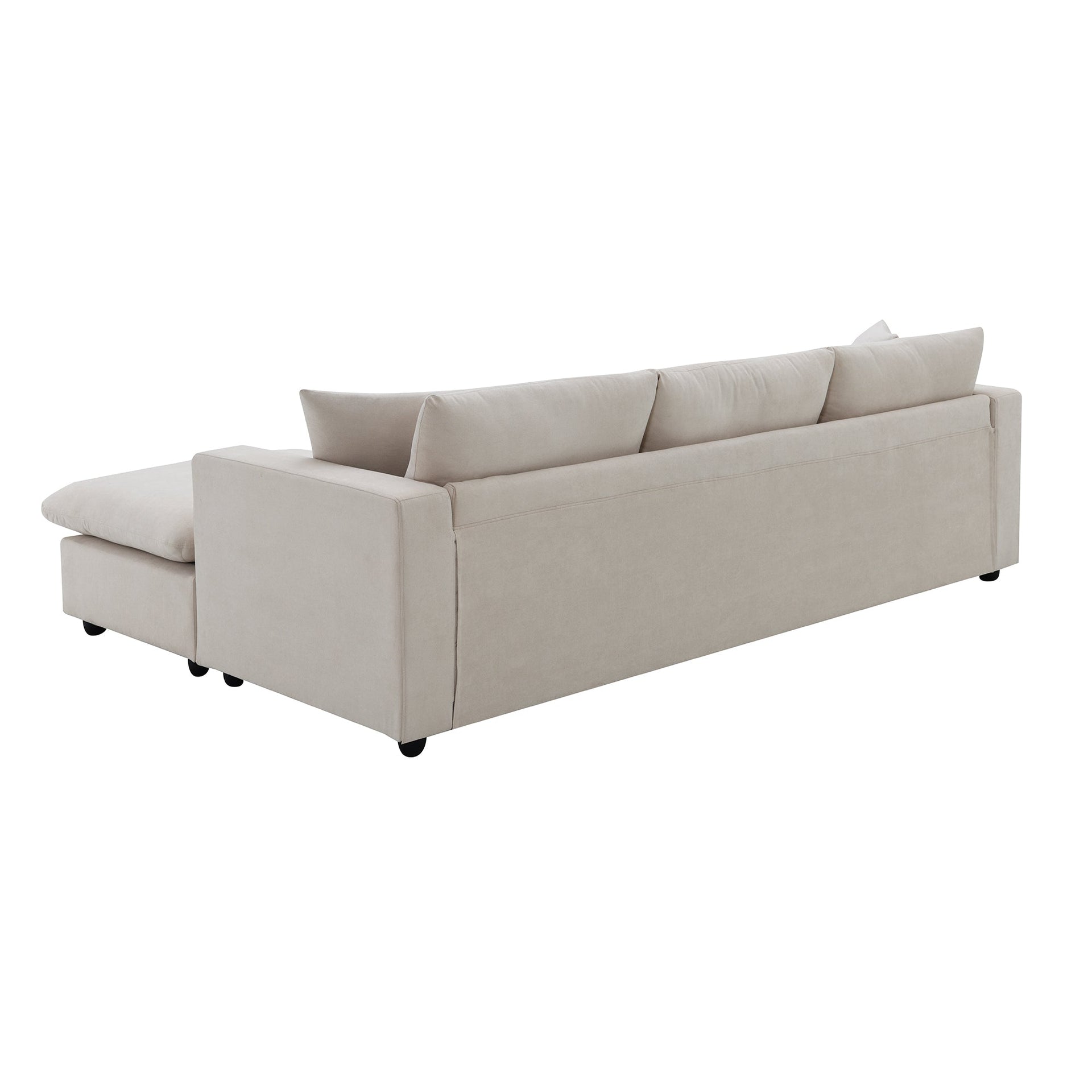 101*66' Modern Sectional Sofa with Throw Pillows,Cloud L-shaped Couch Set with Wide Seat,4 seat Polyester Comfy Fabric Couch Set with Movable Ottoman for Living Room, Apartment, Office,4 Colors