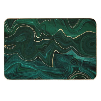 Emerald Green And Gold Malachite Pattern Bath Mat
