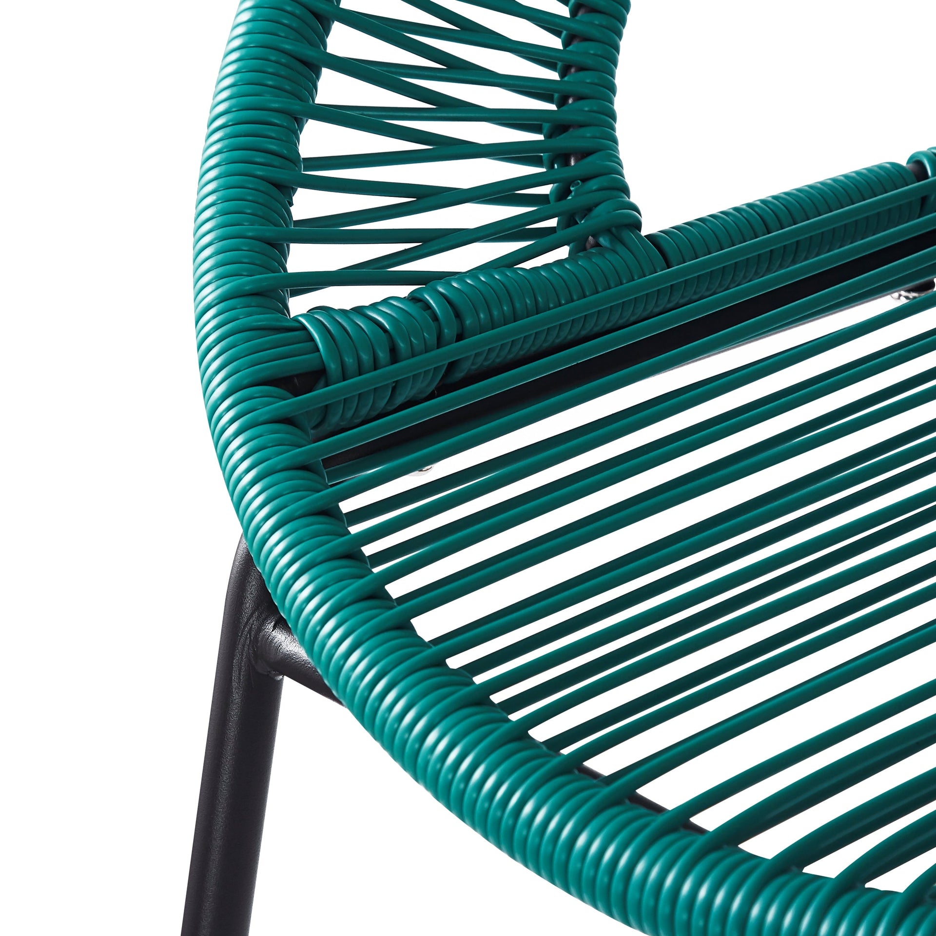 Ferrara Outdoor Patio Teal Faux Wicker Barstool Set, Durable PE Material, Ergonomic Design, Teal Wicker with Black Frame