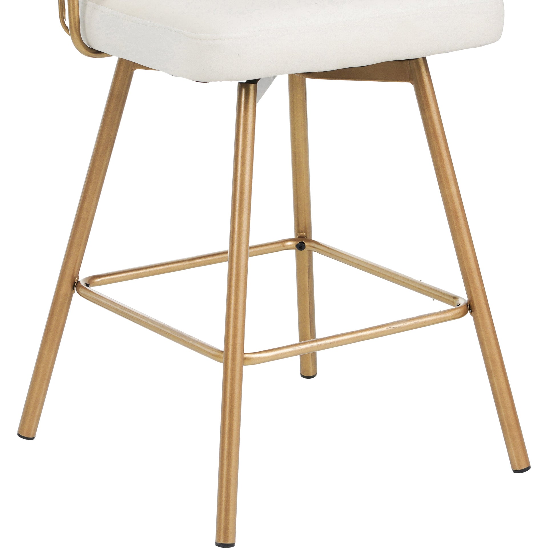 26' Counter Height Bar Stools Set of 2, 180° Swivel Upholstered Barstools with Backs and Metal Legs, Bar Stools for Kitchen Island, Cafe, Pub,