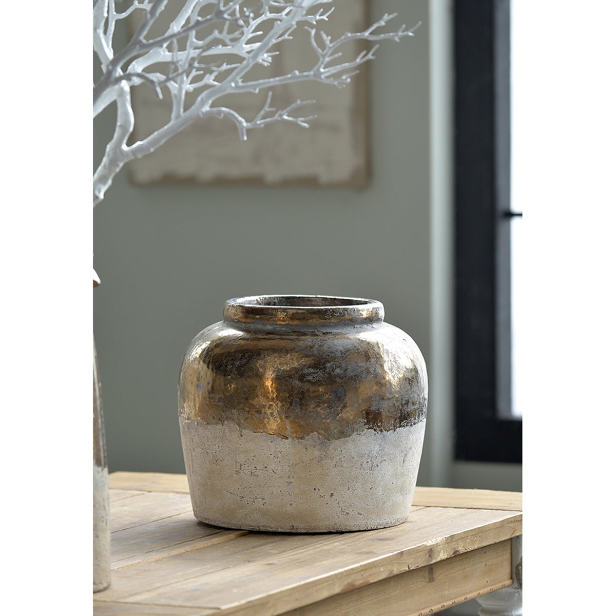 13x13x11' Round Sienna Brown Ceramic Accent Vase