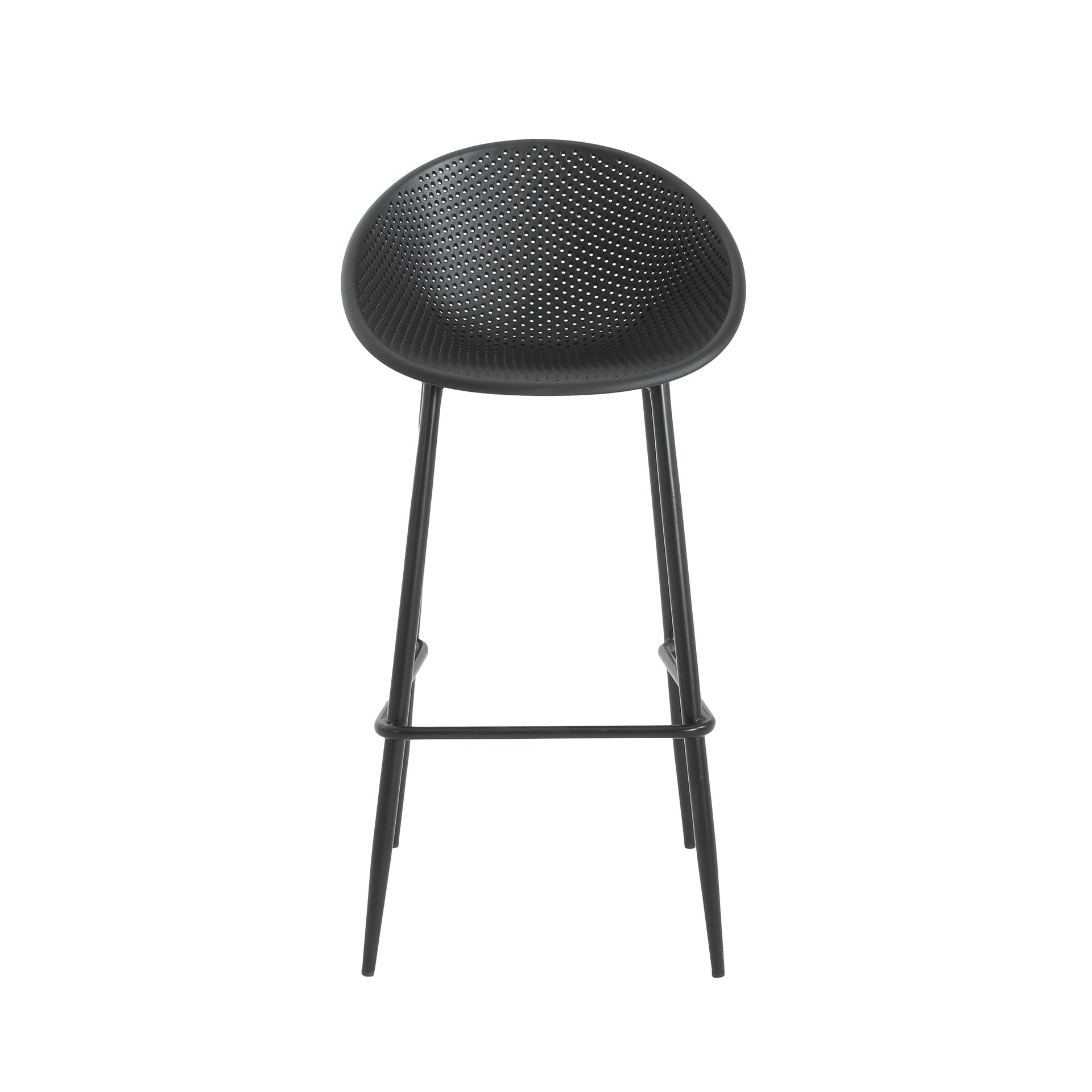 Modern Outdoor Gable Barstool Set of 2 with Weather-Resistant Design in Black Iron and Plastic