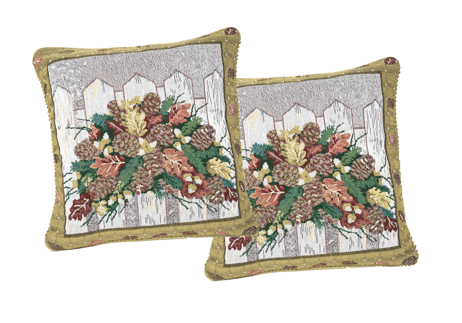 DaDa Bedding Set of 2-Pieces Festive Holiday Fiesta Floral Botanical Tapestry Throw Pillow Covers w/ Inserts - 18