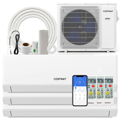 30000 BTU 3 Zone 23 SEER2 Mini Split Air Conditioner Wifi Enabled with Heat Pump-7K + 7K + 12K