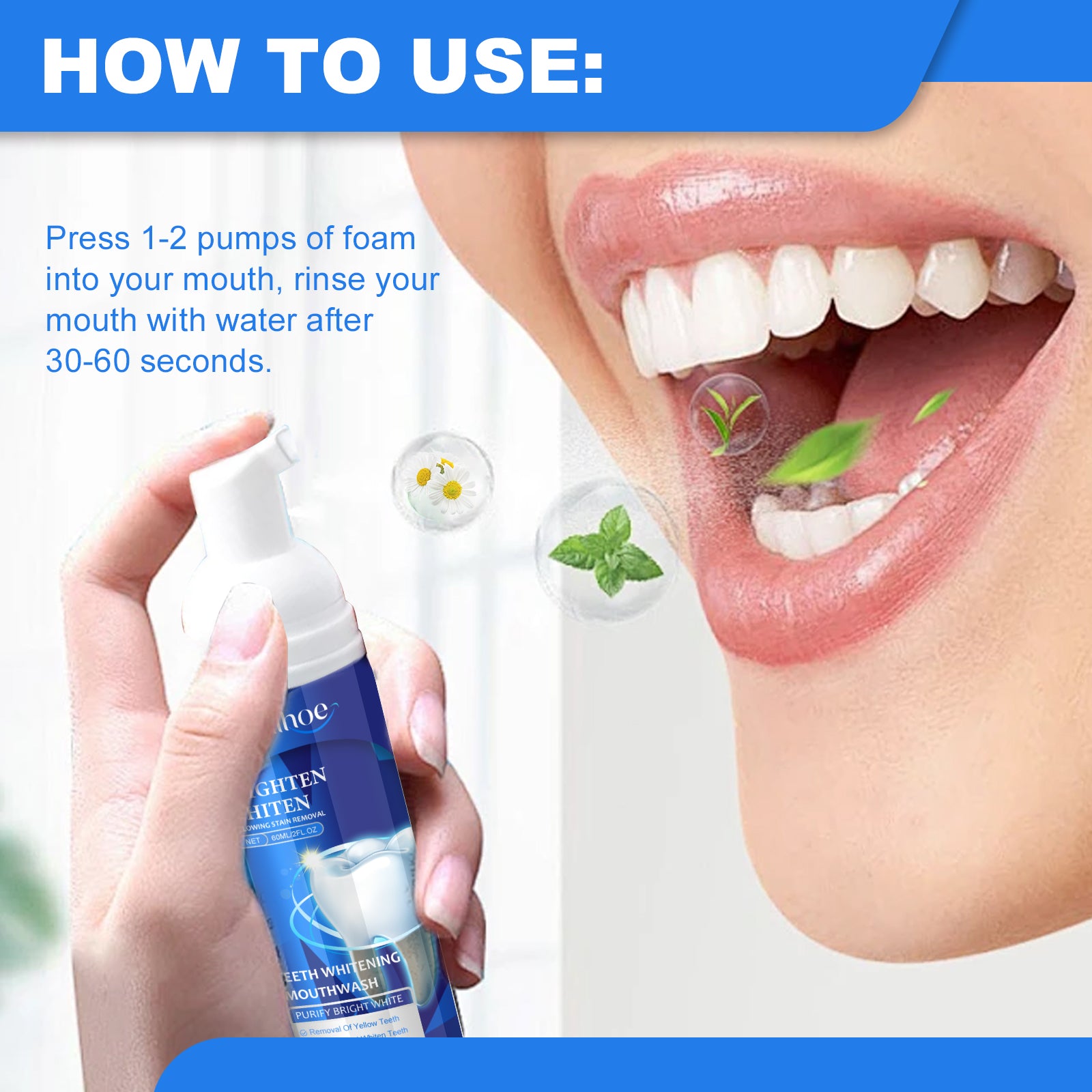 Teeth Whitening Mouthwash, Teeth Cleaning Teeth Yellow Stains Tartar Beauty Teeth Fresh Breath Oral Care