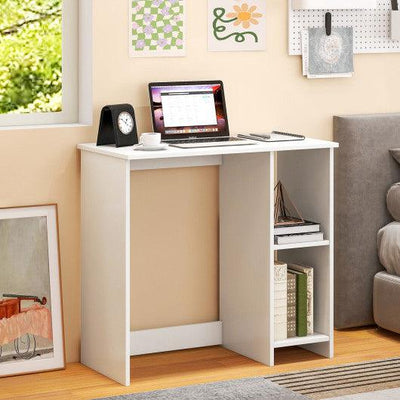 31.5 Inch Modern Home Office Desk with 2 Compartments-White