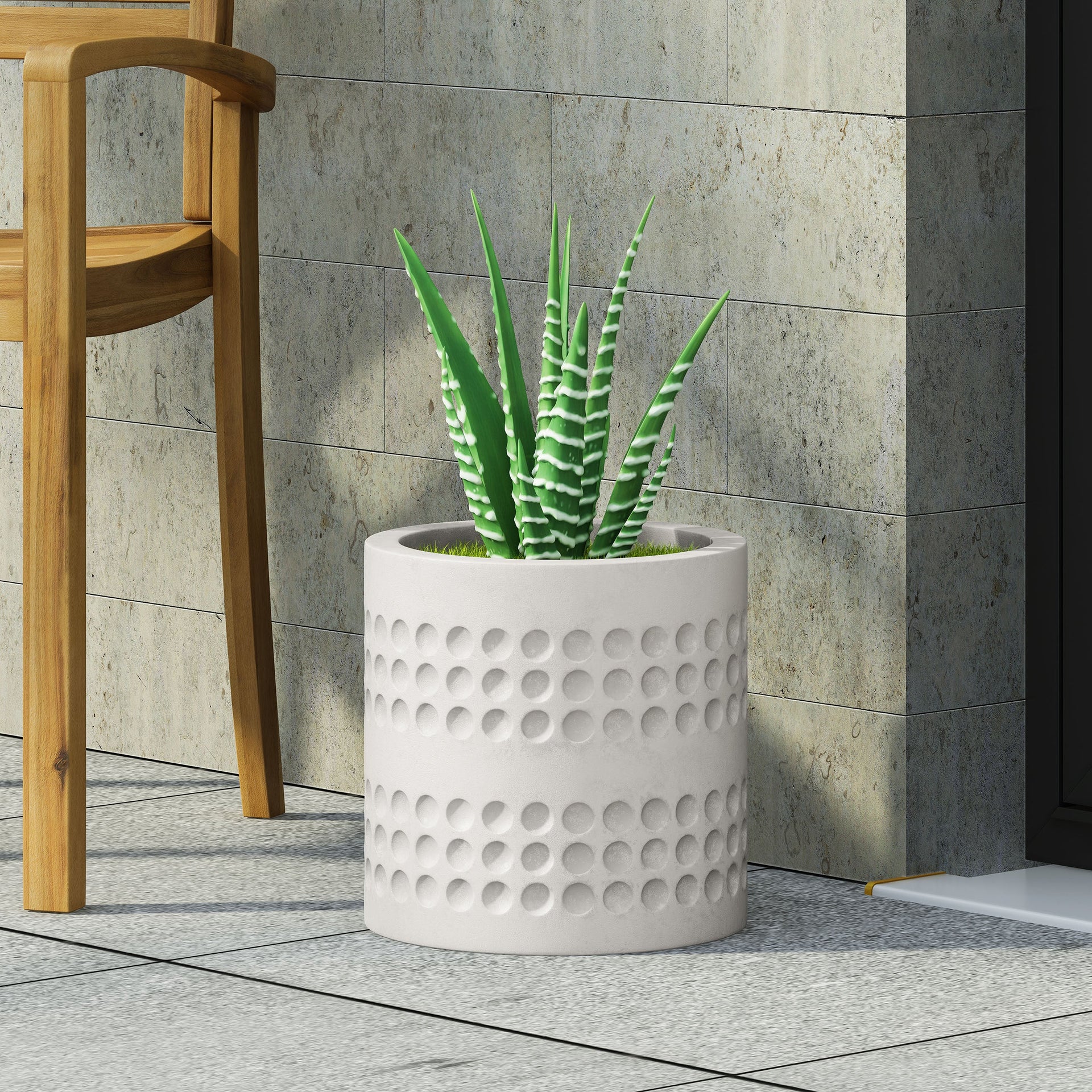 10-inch Cube Antique White MGO Planter