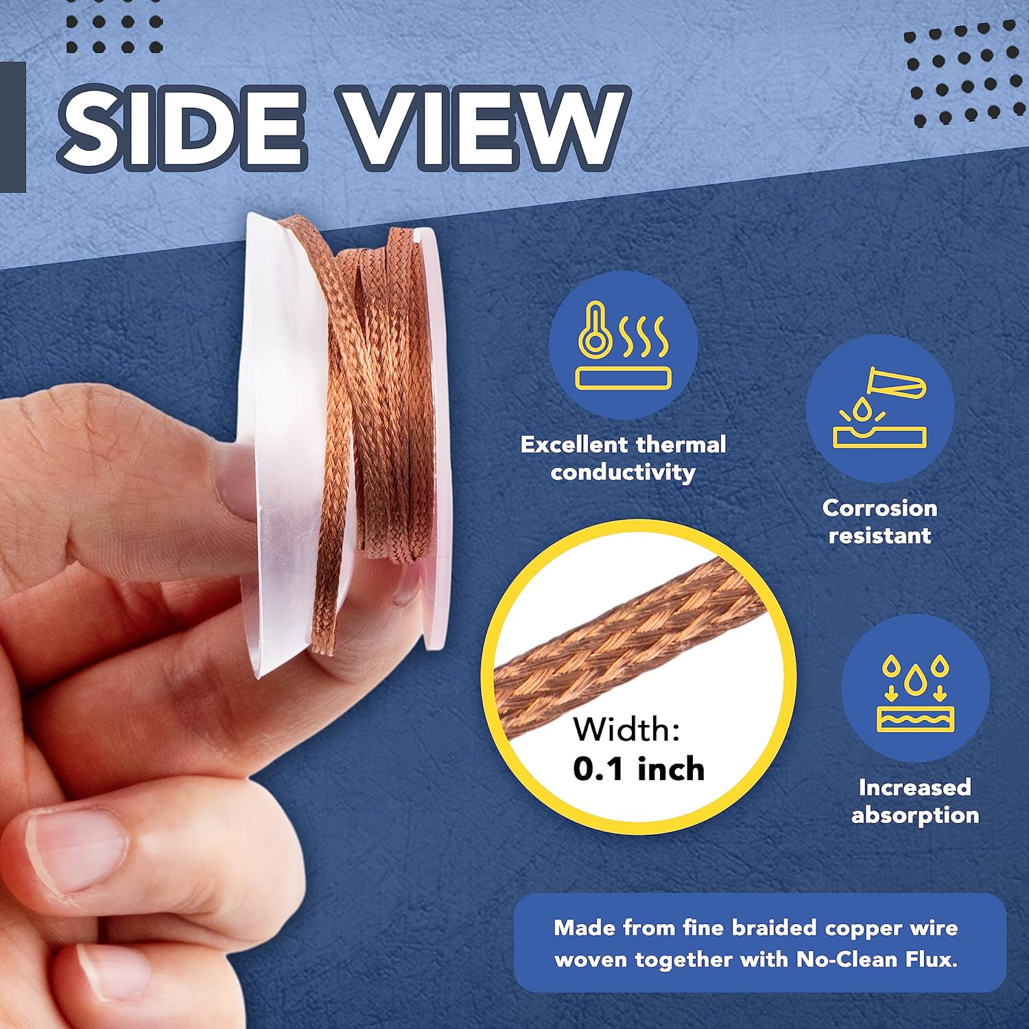 Solder Wick Braid with Flux No-Clean Desoldering Wick Removal Tool, Solder Sucker Wick Roll to Desolder PCB and Remove Solder