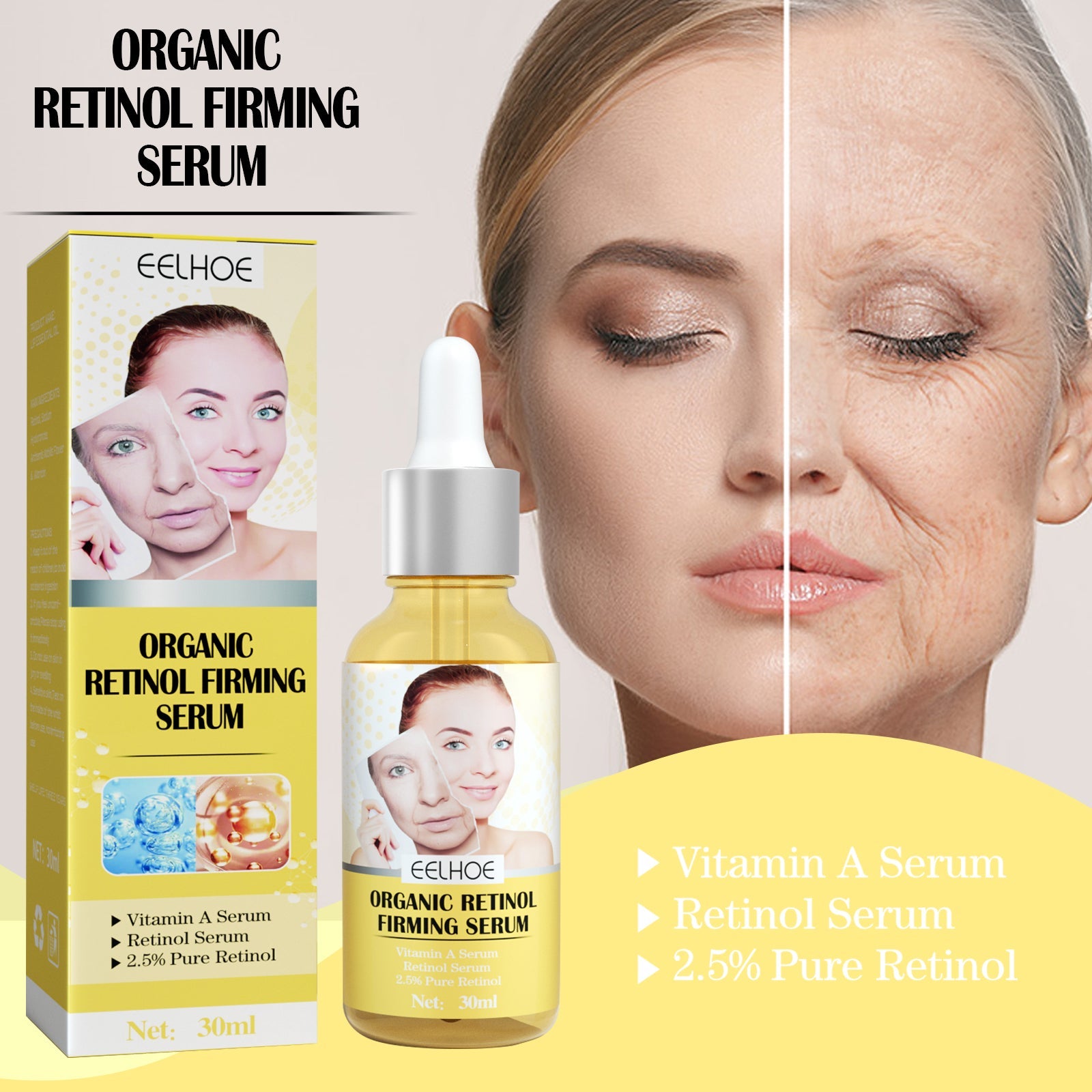 Retinol Firming Serum, Face Lift Firming Skin Hydrating Reduce Fine Lines Essence
