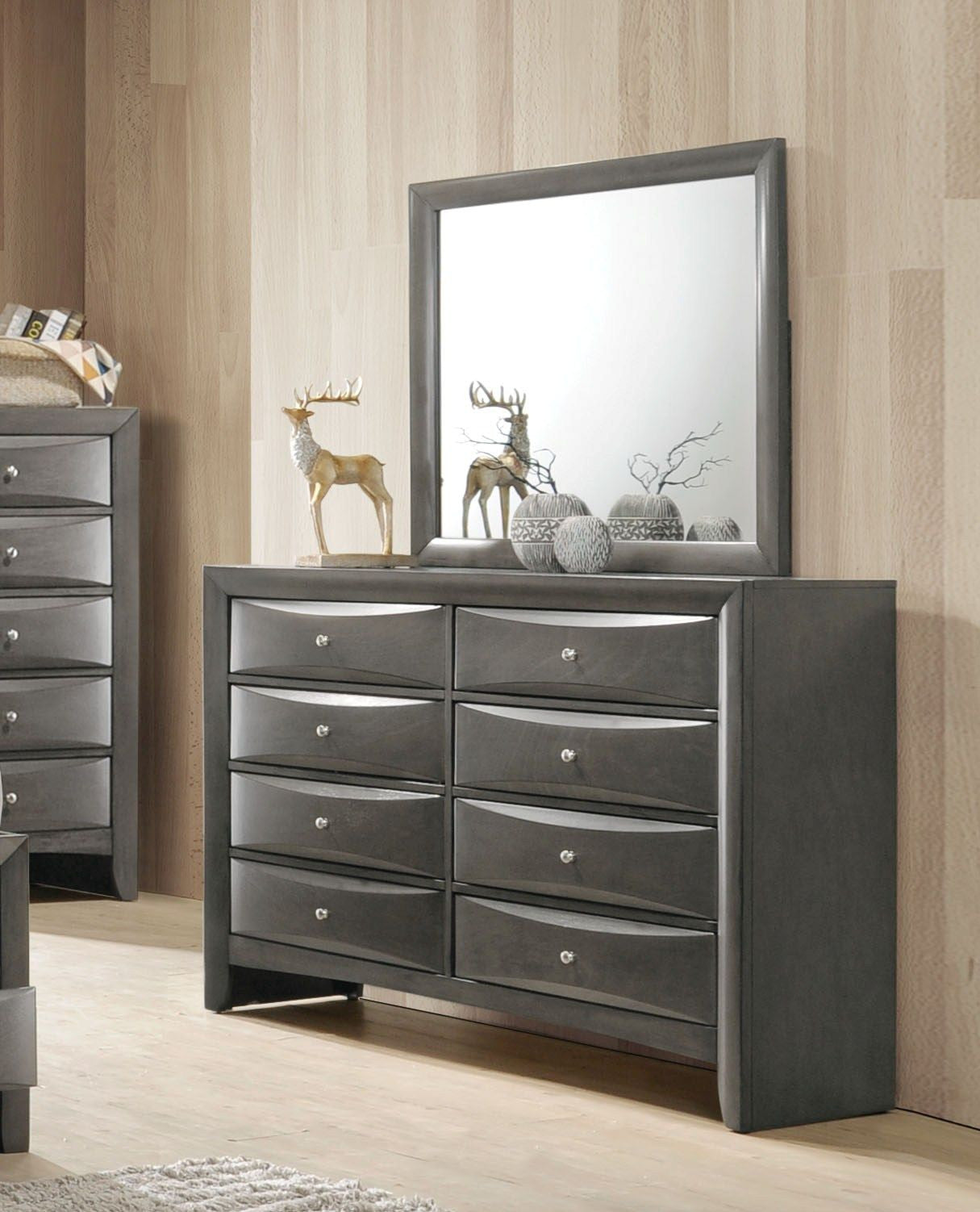 Gray Oak Wooden Rectangular Wall Mirror | 35