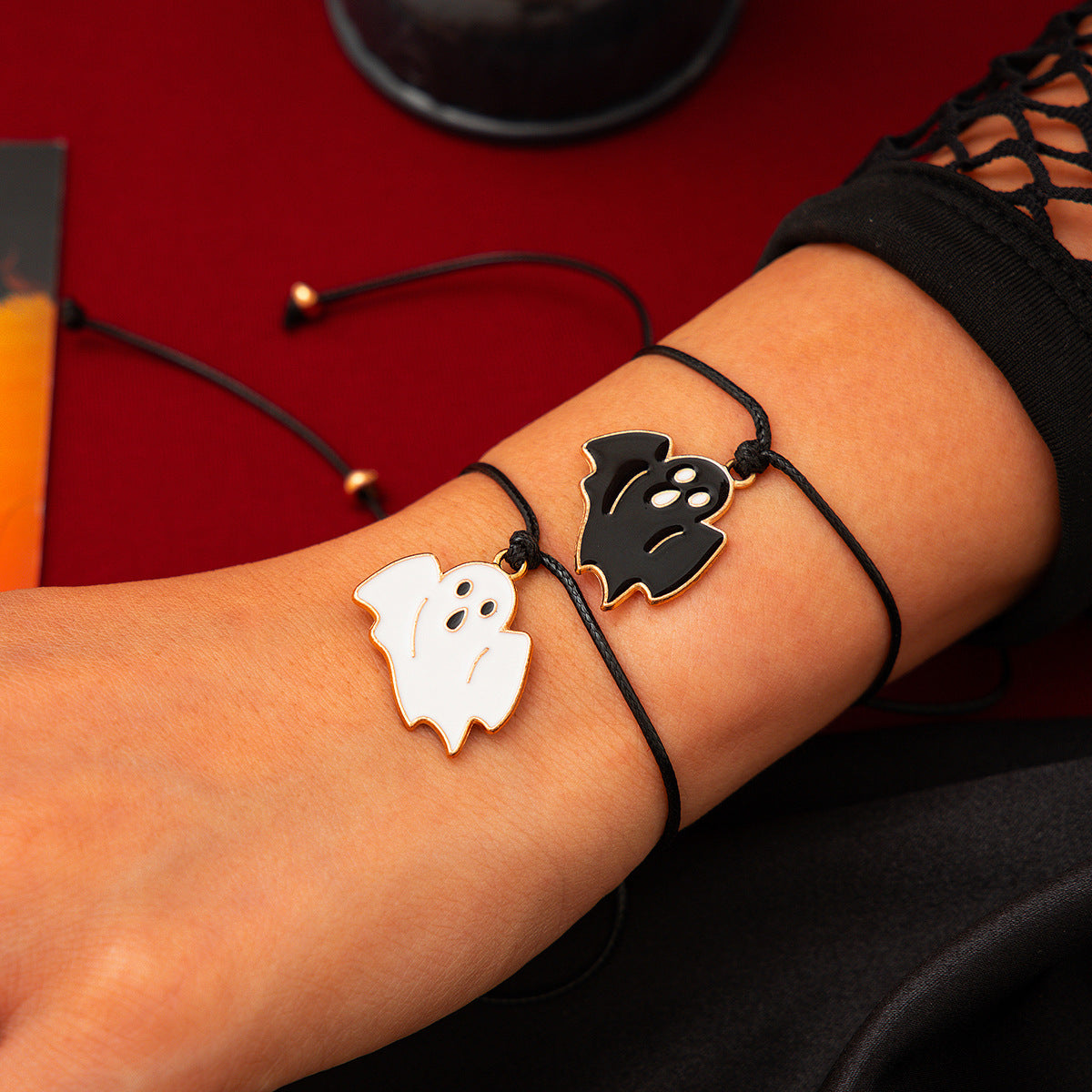 Ghost Festival Ghost Skin Wax Wire Bracelet Black Wind Bat Alloy Bracelet Set