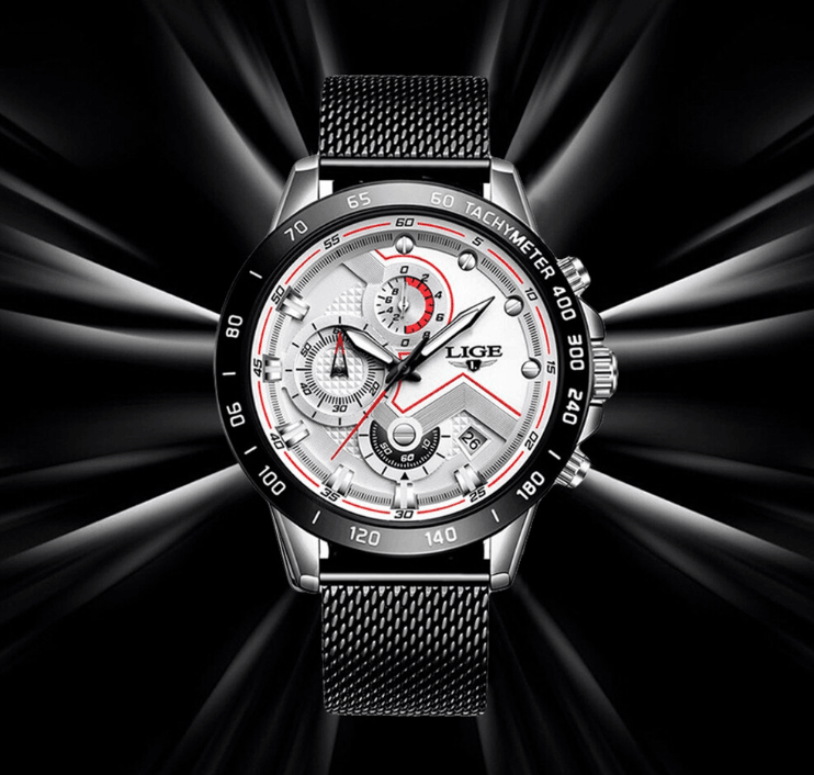 Men's Sports Waterproof Watch With Stainless Steel Bracelet Unique Design Perfect Gift For Your Man