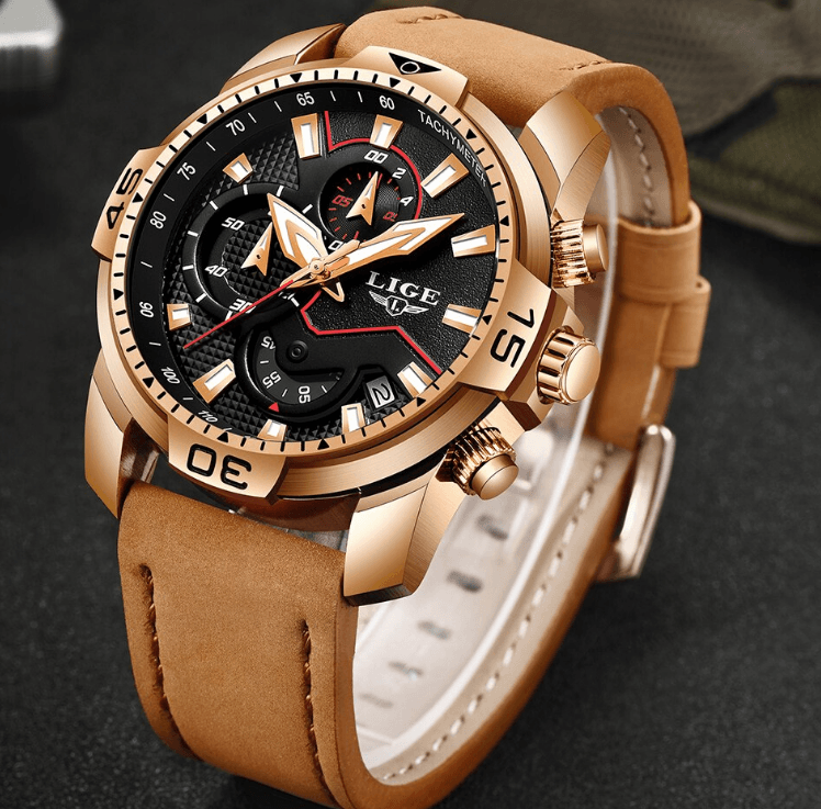 Men's Elegant Waterproof Watch With Leather Straps Business Style Watches Unique Design Perfect Gift For Your Man