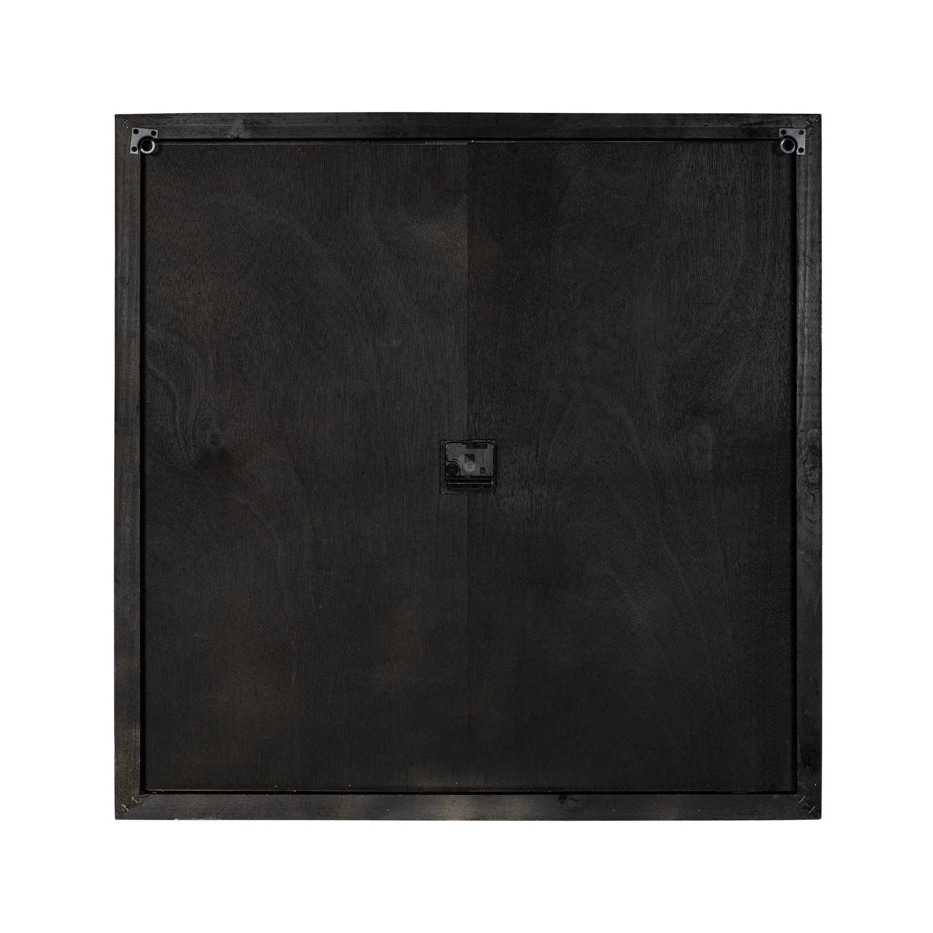 Square Distressed Wood And Metal Wall Clock
