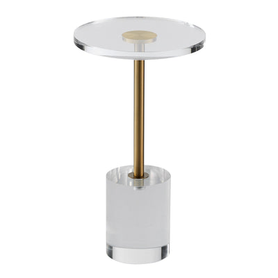 Clear Acrylic End Table, Acrylic Side Table With A Solid Base, 11.9 X 11.9 Inch Round Tabletop, 21.4 Inch High, For Coffee, Drink, Food, Snack Used In Living Room, Bedroom, And Study