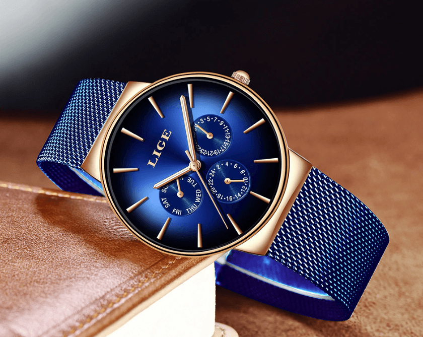 Men's Elegant Watch With Stainless Steel Straps And Chronometers For Day And Date Display Unique Design Perfect Gift For Man And Women