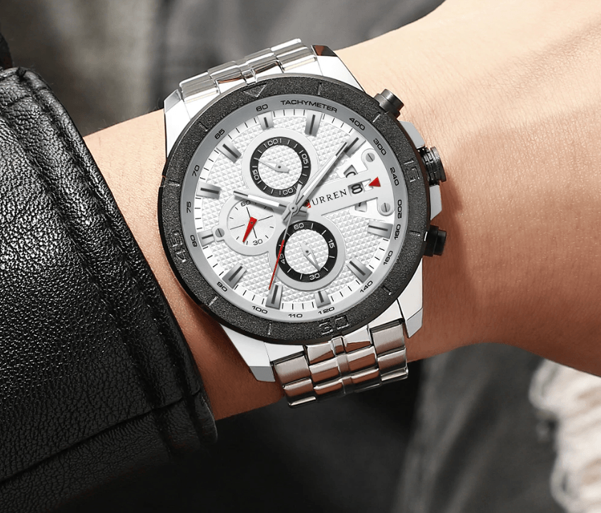 Men's Waterproof Watch With Chronometers Day View And Fluorescent Hands Unique Luxury Design Perfect Gift
