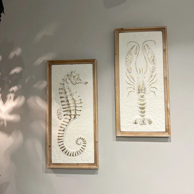Wood-Framed Marine Life Wall Decor