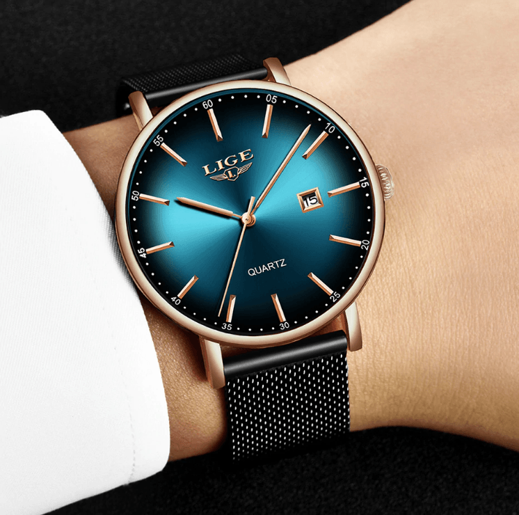 Men's Elegant Watch With Stainless Steel Straps And Special Date Display Excellent Look Unique Design Perfect Gift