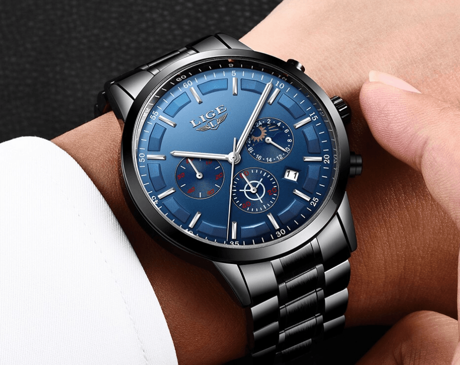 Men's Waterproof Watch With Chronometers And Date Display Unique Design Perfect Gift
