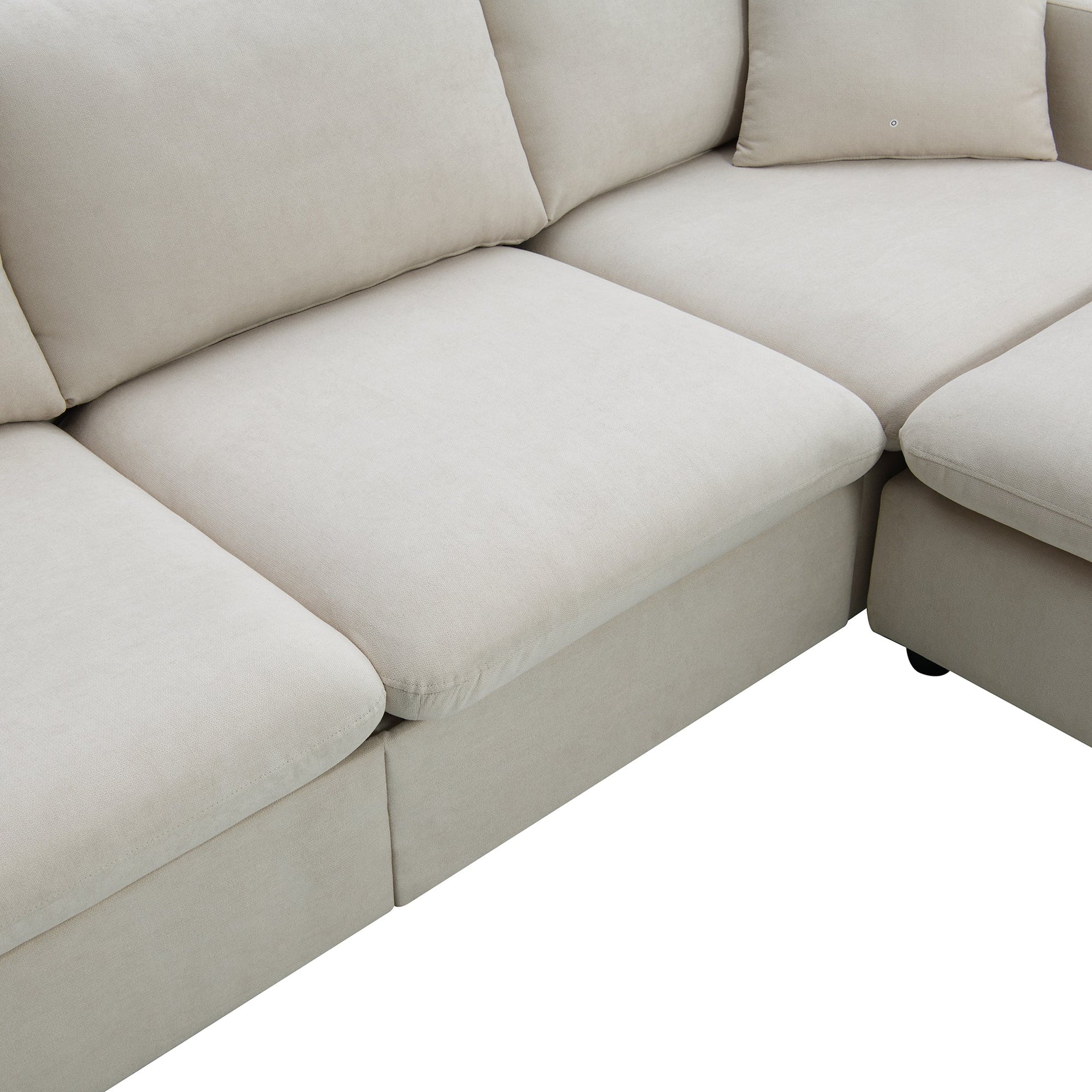 101*66' Modern Sectional Sofa with Throw Pillows,Cloud L-shaped Couch Set with Wide Seat,4 seat Polyester Comfy Fabric Couch Set with Movable Ottoman for Living Room, Apartment, Office,4 Colors