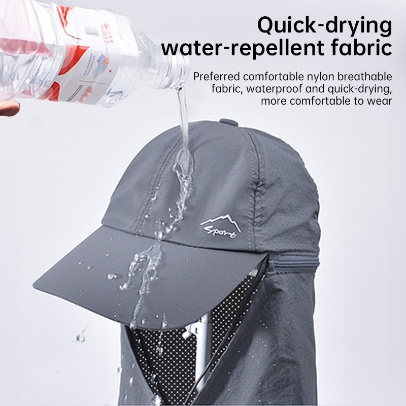 1pc Summer Baseball Cap with Detachable 360° Neck Sun Flap. For men, hiking, fishing, outdoor.